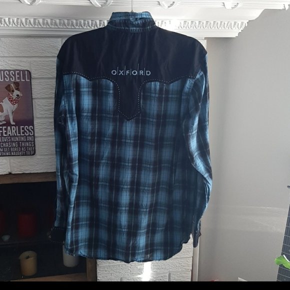 Women's Riley & McCormick Western Cowgirl Oxford Button down Plaid Shirt Size M - Picture 9 of 12